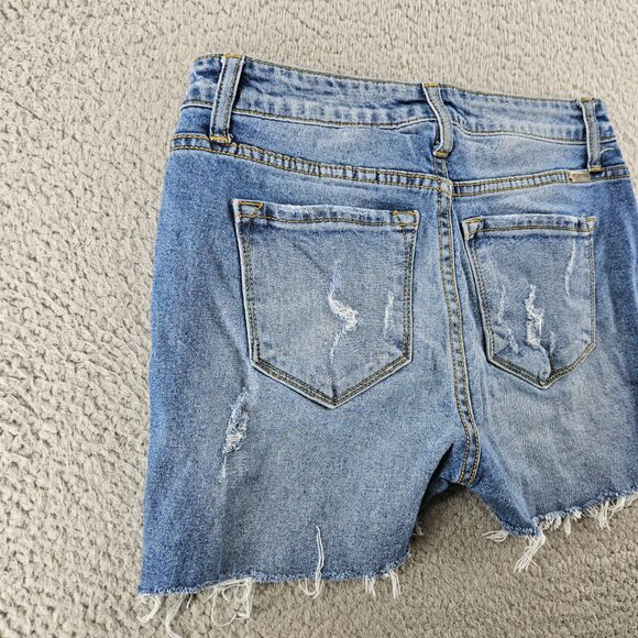 Kancan Jean Shorts Womens 24 (28x3) Blue Mid Rise Distressed Cut Offs Jorts - Picture 15 of 16